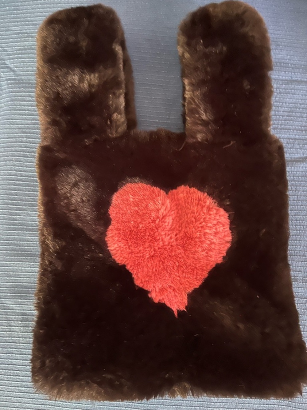 Plush Black Faux Fur Bunny Tote